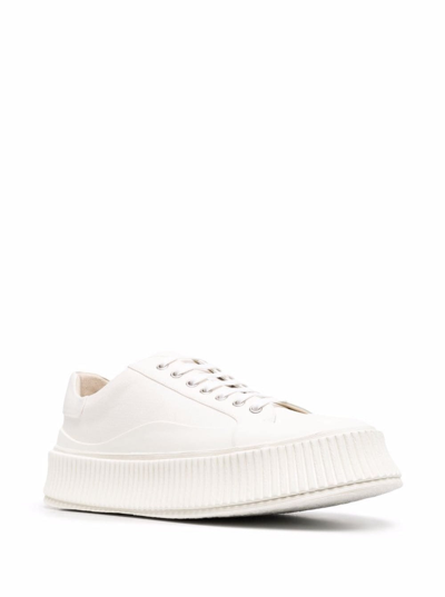 Shop Jil Sander Men's White Cotton Sneakers
