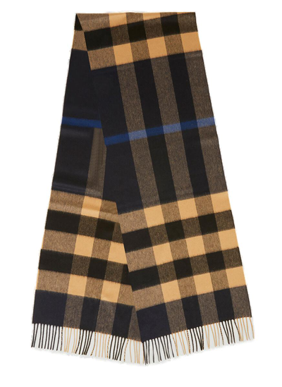 Shop Burberry Checked Frayed Edge Scarf In Multi