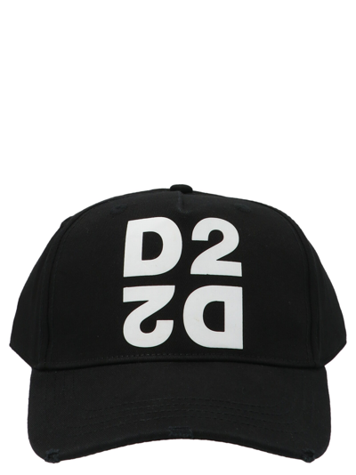 Shop Dsquared2 Mirrored D2 Printed Baseball Cap In Black