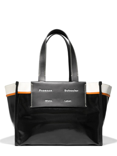 Shop Proenza Schouler White Label Morris Logo Printed Large Tote Bag In Black