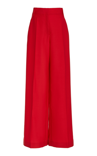 Shop Oscar De La Renta Women's Wide Leg Pant In Red,neutral