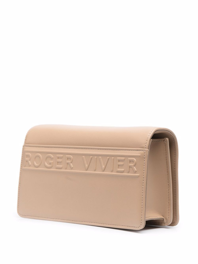 Shop Roger Vivier Viv' Choc Mini Shoulder Bag In Beige