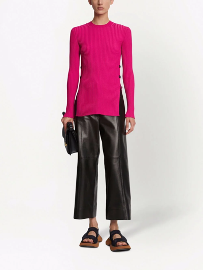 Proenza Schouler Ribbed-knit Button-detail Jumper In Pink