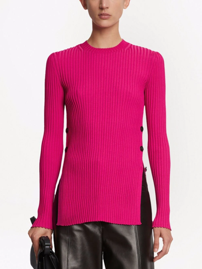 Proenza Schouler Ribbed-knit Button-detail Jumper In Pink