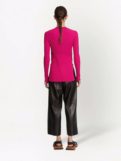Proenza Schouler Ribbed-knit Button-detail Jumper In Pink
