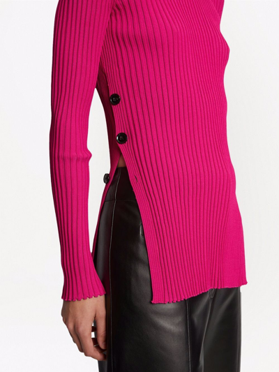 Proenza Schouler Ribbed-knit Button-detail Jumper In Pink