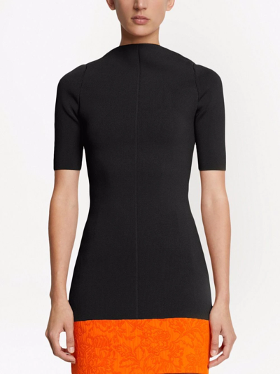 Shop Proenza Schouler Mock Neck Knitted Top In Black