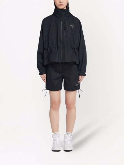 Shop Prada Re-nylon Logo-patch Jacket In Black
