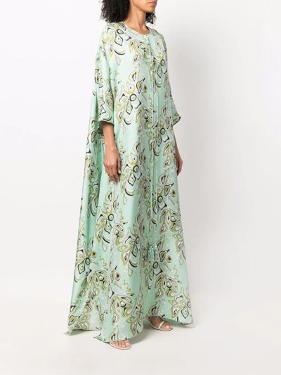 Shop Emilio Pucci Africana-print Draped Dress In Blue