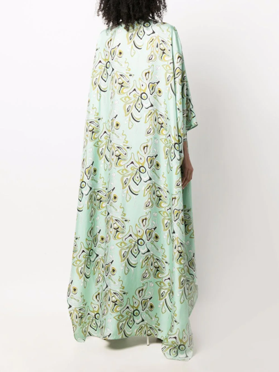 Shop Emilio Pucci Africana-print Draped Dress In Blue