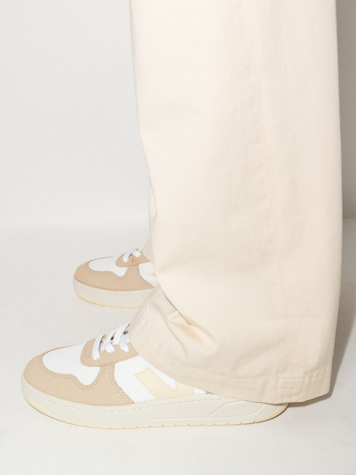 Shop Veja V-10 Panelled Low-top Sneakers In Neutrals