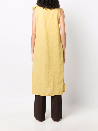 Fabiana Filippi Longline V-neck Linen Top In Yellow
