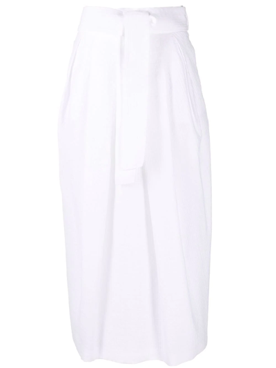 Shop Fabiana Filippi Belted Cotton Midi Skirt In White