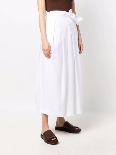 Shop Fabiana Filippi Belted Cotton Midi Skirt In White