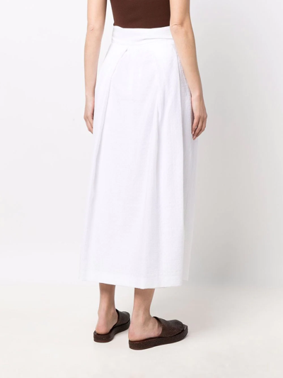 Shop Fabiana Filippi Belted Cotton Midi Skirt In White