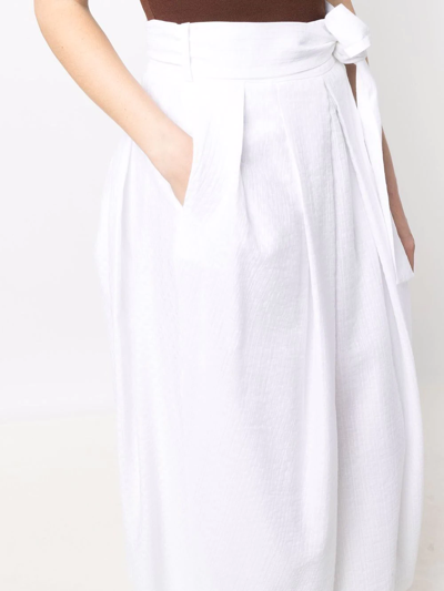 Shop Fabiana Filippi Belted Cotton Midi Skirt In White