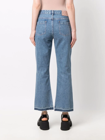 Shop Red Valentino Cropped Flared Jeans In Blue