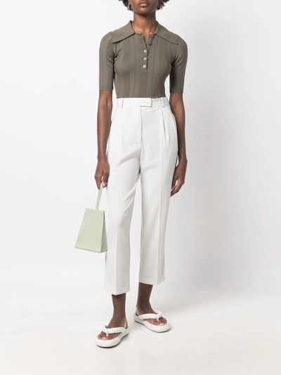 Shop Patrizia Pepe High-waisted Cropped Trousers In Grey