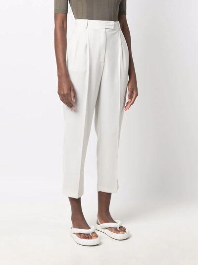 Shop Patrizia Pepe High-waisted Cropped Trousers In Grey
