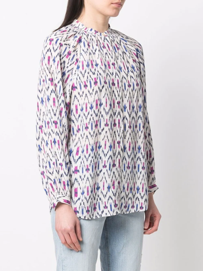 Shop Isabel Marant Geometric Long-sleeve Blouse In Neutrals
