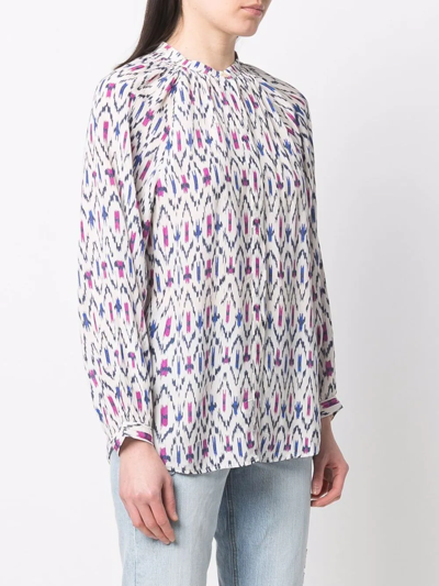 Isabel Marant Geometric Long-sleeve Blouse In Neutrals