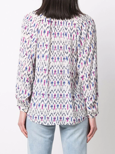 Shop Isabel Marant Geometric Long-sleeve Blouse In Neutrals