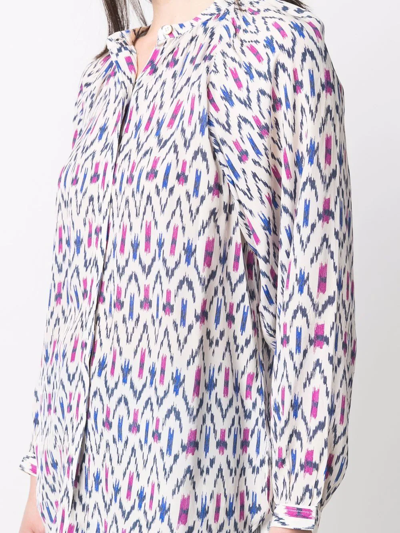 Shop Isabel Marant Geometric Long-sleeve Blouse In Neutrals