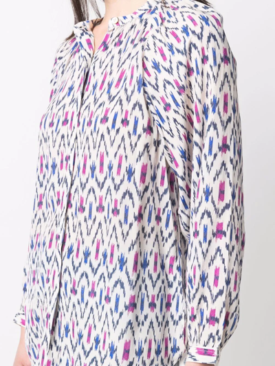 Isabel Marant Geometric Long-sleeve Blouse In Neutrals
