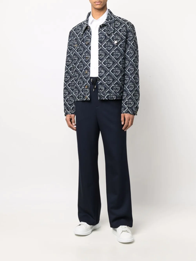 Balmain Wide-leg Twill Trousers In Blue