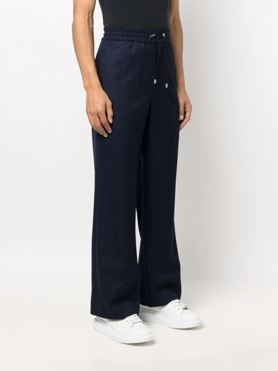 Shop Balmain Wide-leg Twill Trousers In Blue