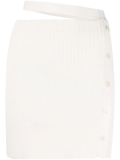 Andreädamo Strap-detail Ribbed-knit Skirt In White