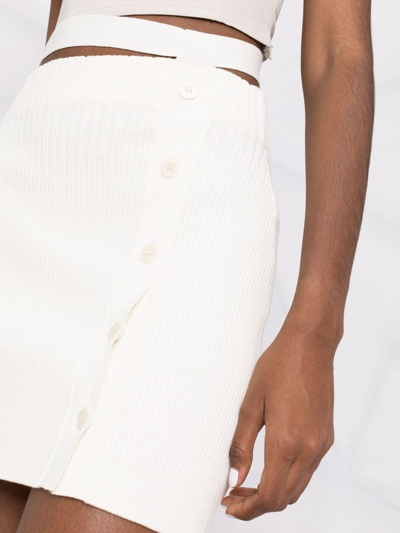 Andreädamo Strap-detail Ribbed-knit Skirt In White