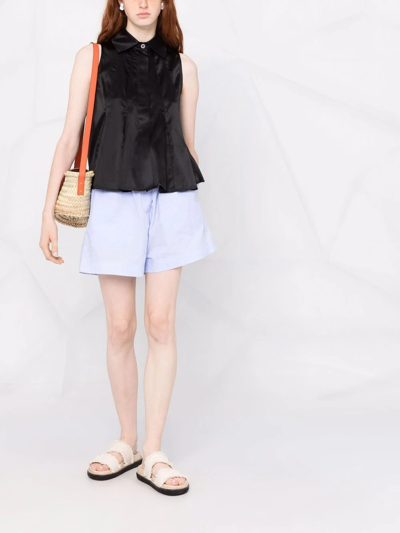Max & Moi Sleeveless Silk Blouse In Black