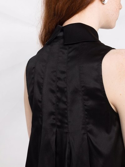 Max & Moi Sleeveless Silk Blouse In Black