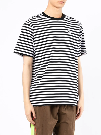 Shop Aape By A Bathing Ape Striped Logo-patch T-shirt In White