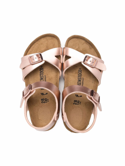 Shop Birkenstock Metallic Leather-strap Buckled Sandals In Pink