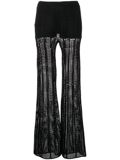 Dion Lee Crochet-knit Flared Trousers In Yellow