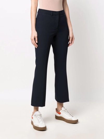 Shop Seventy Cropped Tailored Trousers In Blue