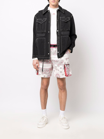 Shop Sacai Bandana-print Cargo Shorts In White