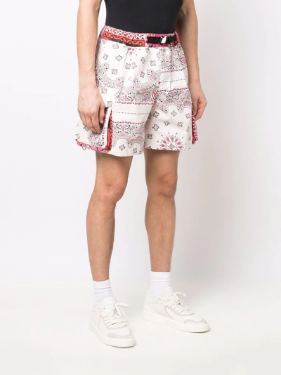 Shop Sacai Bandana-print Cargo Shorts In White