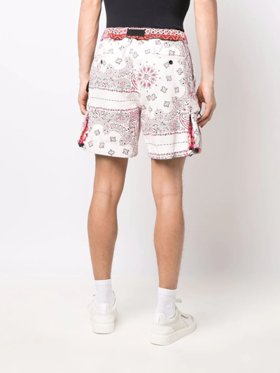 Shop Sacai Bandana-print Cargo Shorts In White