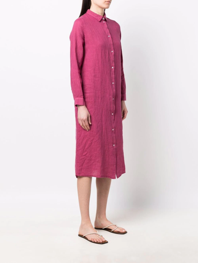 Shop Le Sirenuse Linen Midi Shirt Dress In Pink