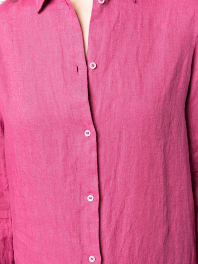 Shop Le Sirenuse Linen Midi Shirt Dress In Pink