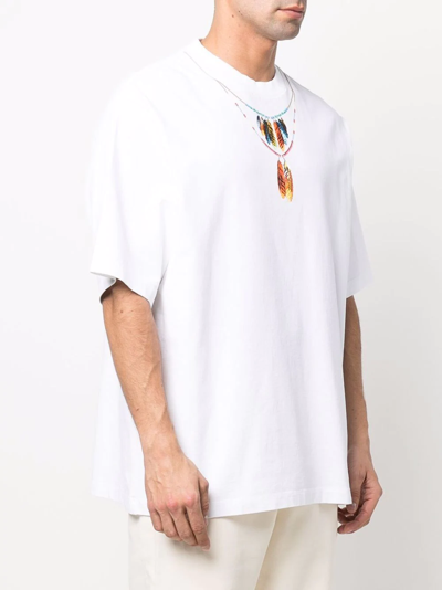 Shop Marcelo Burlon County Of Milan Feather Necklace Print T-shirt In White