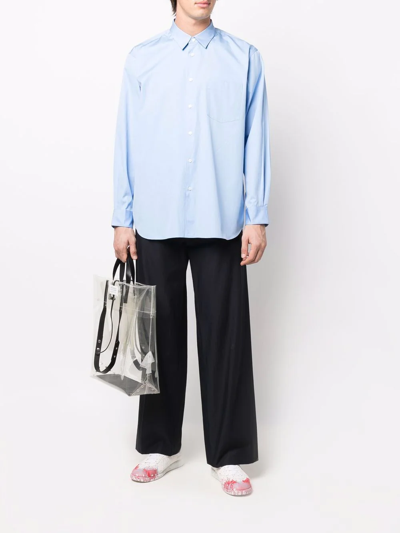 Comme Des Garçons Shirt Blue Cotton Poplin Plain Shape 1 Shirt In Blue