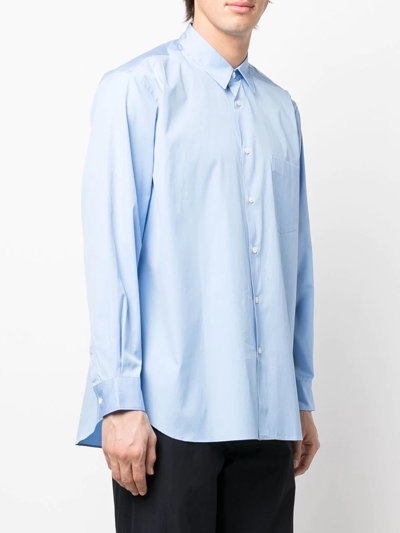 Comme Des Garçons Shirt Blue Cotton Poplin Plain Shape 1 Shirt In Blue