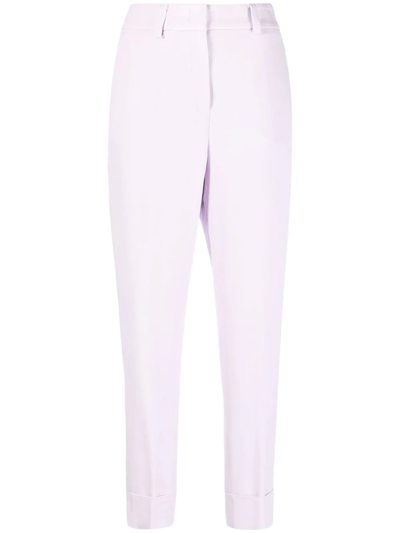 Shop Peserico Slim-cut Cropped Trousers In Purple