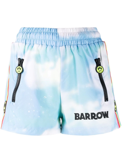 Shop Barrow Tie-dye Logo-print Shorts In Blue
