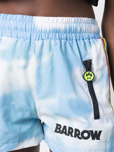 Shop Barrow Tie-dye Logo-print Shorts In Blue