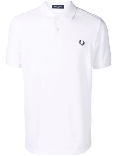 Shop Fred Perry Embroidered Logo Polo Shirt In White